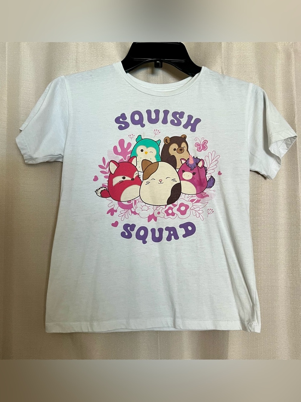 Original Squishmallows Squish Squad Girls Graphic Tee White Size M (7/8)